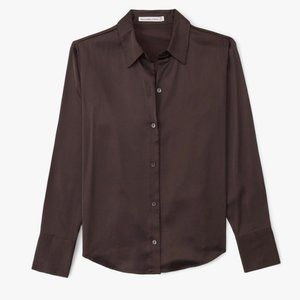 Long-Sleeve Satin Button-Up Shirt